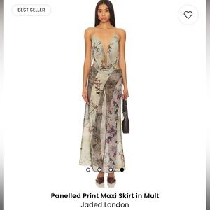Jaded London Super Cowl Neck Top With Straps & Panelled Print Maxi Skirt